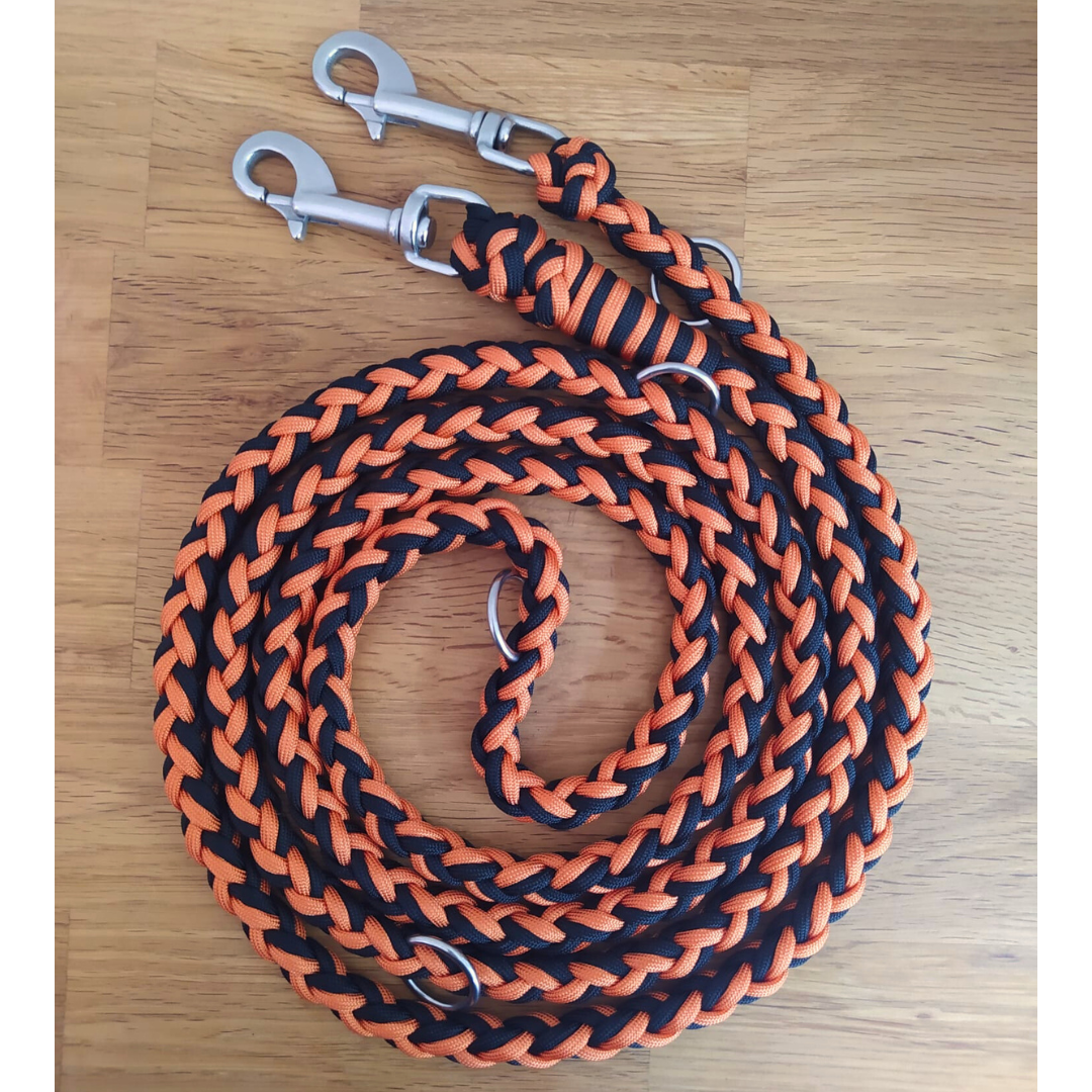 Paracord Leine - Colour Shake - Farben: Fox Orange & Schwarz