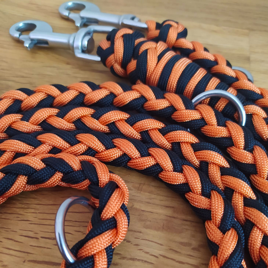 Paracord Leine - Colour Shake - Farben: Fox Orange & Schwarz