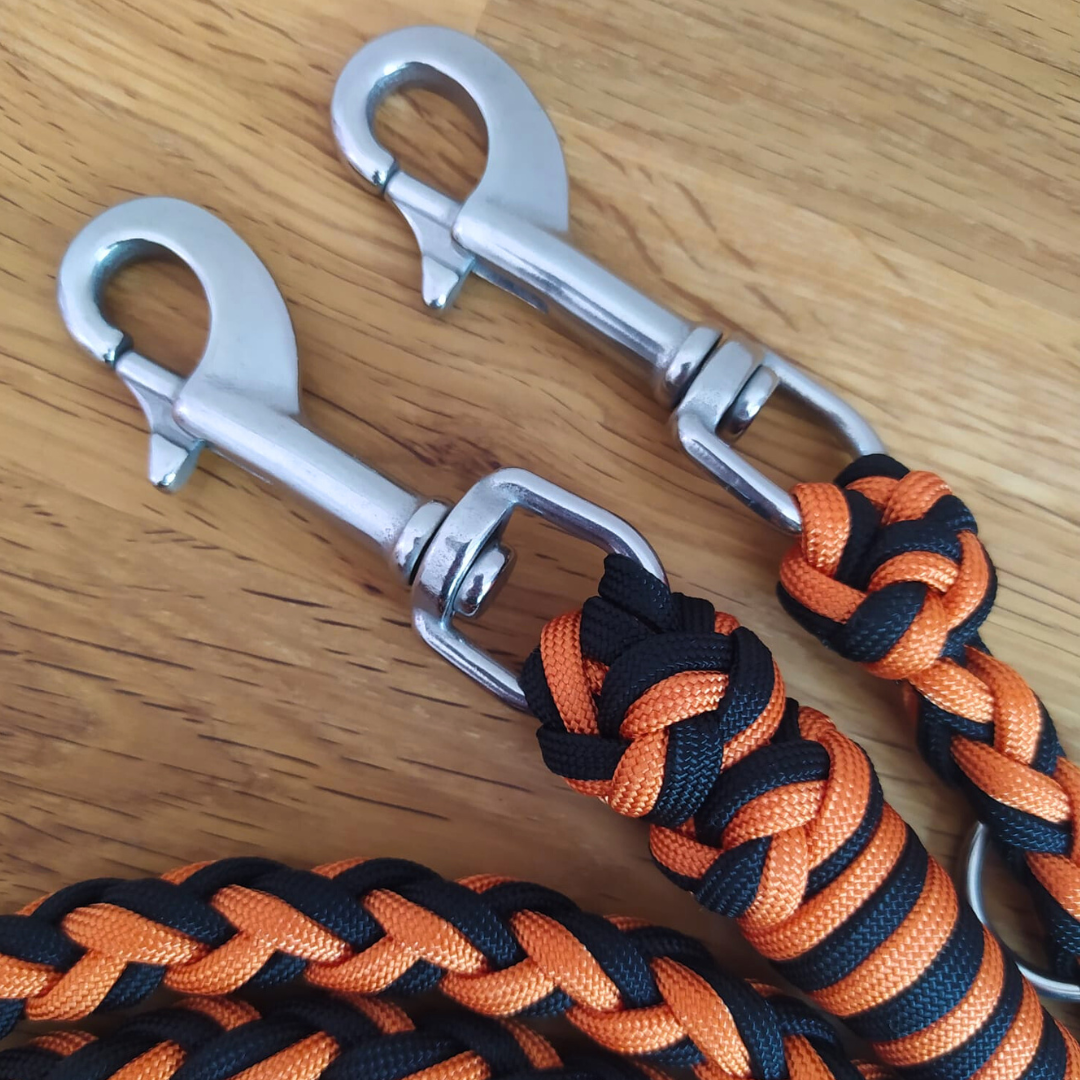 Paracord Leine - Colour Shake - Farben: Fox Orange & Schwarz