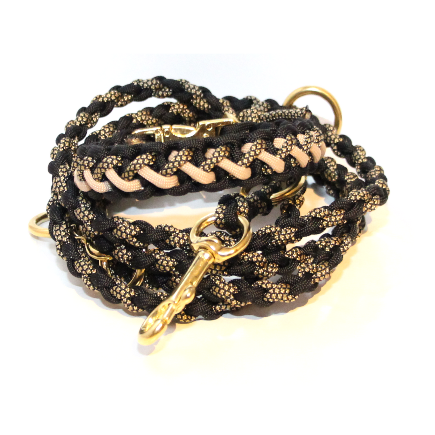Paracord Halsband Floating Colors Smal - Farben: Schwarz, Sand, Gold Diamonds-Copy