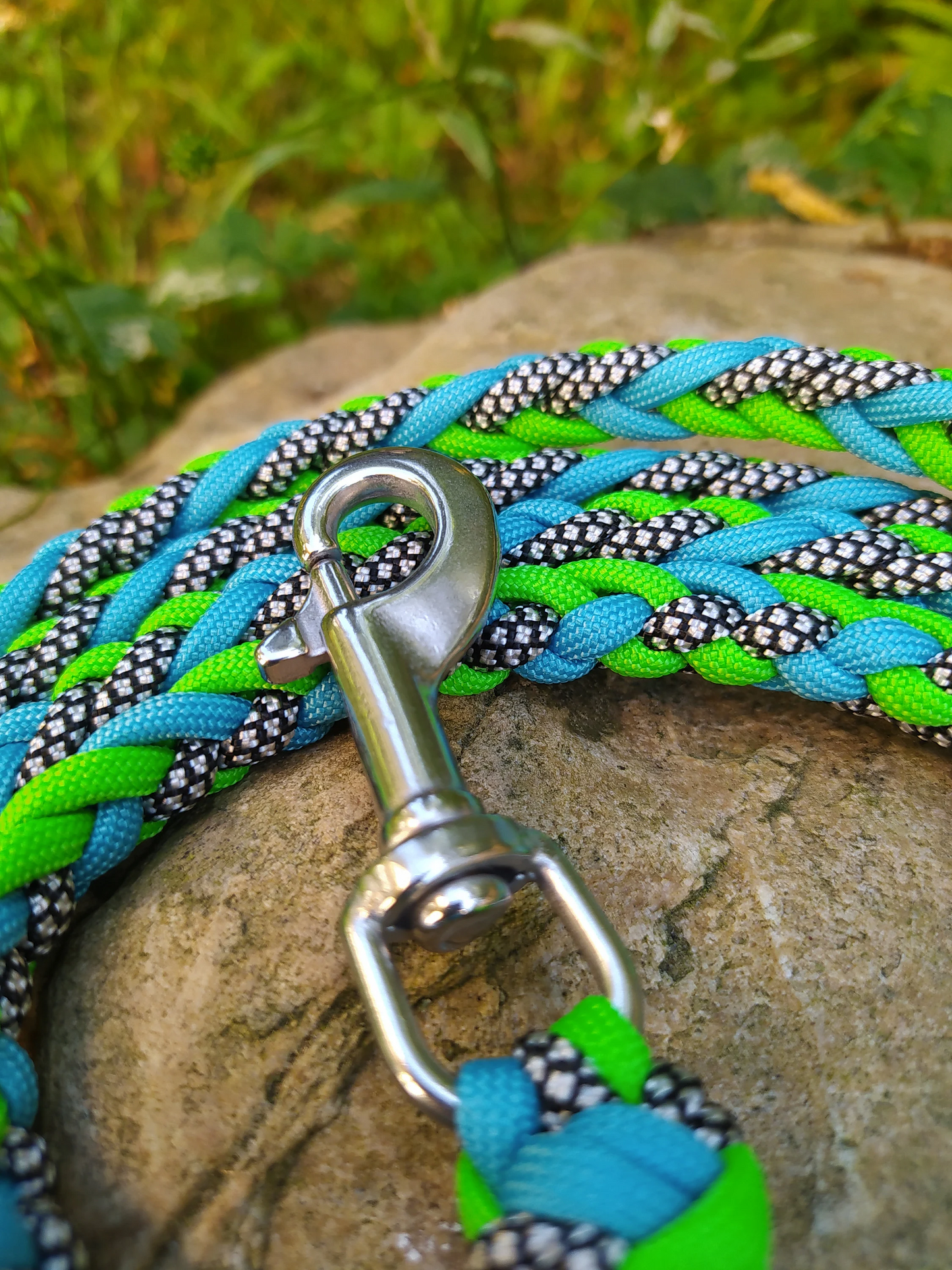 Paracord Leine - Mixed Colors - Farben: Neon Green, Silver Diamonds, Türkis