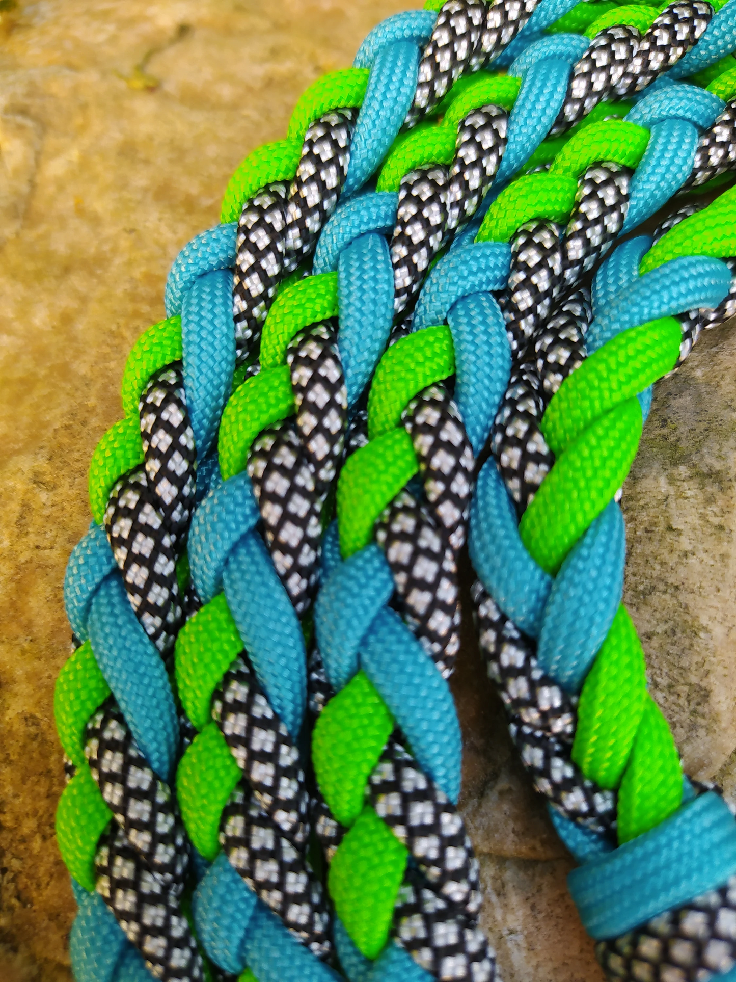 Paracord Leine - Mixed Colors - Farben: Neon Green, Silver Diamonds, Türkis
