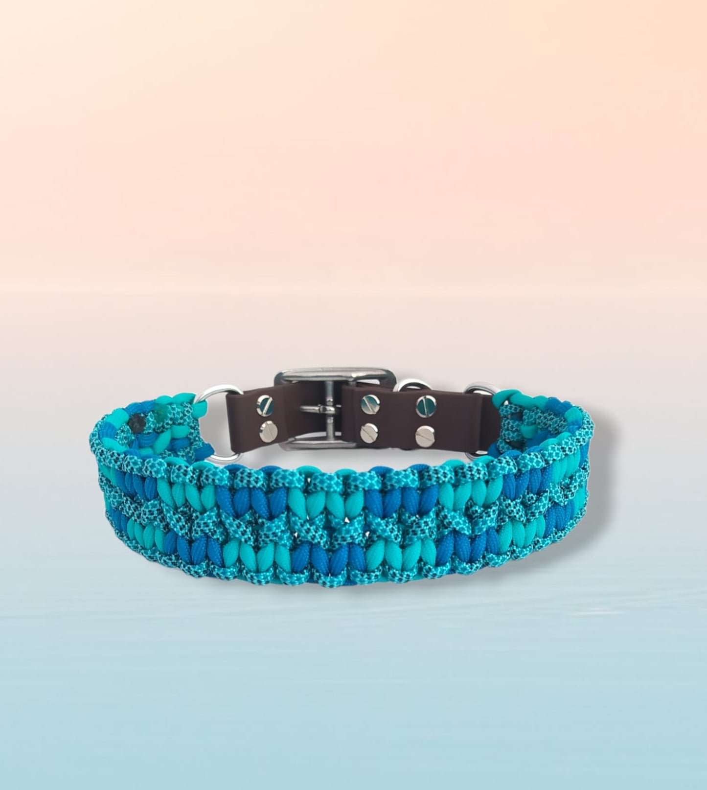 Paracord Halsband Zick Zack - Farben: Bright Türkis, Caribbean Blue, Night Sky