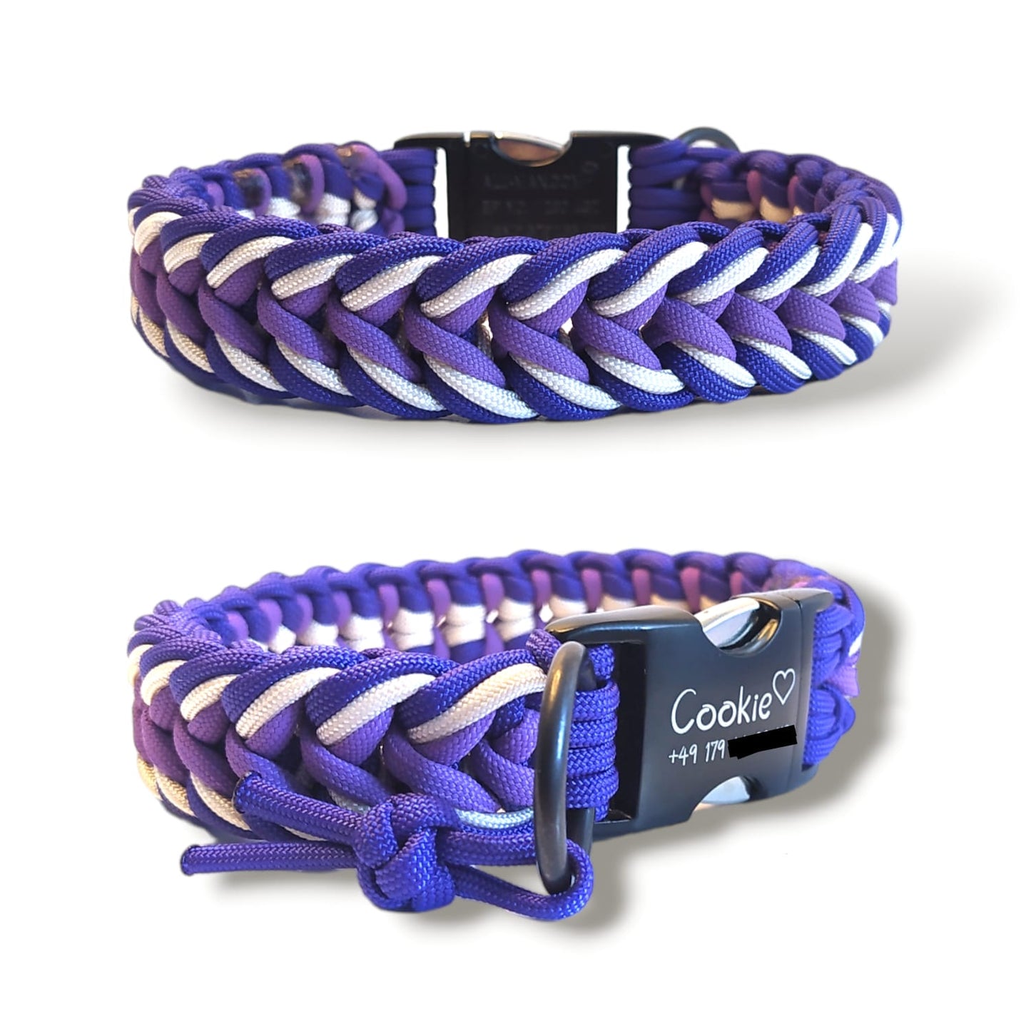 Paracord Halsband Dream - Farben: Lilac, Acid Purple, Creme
