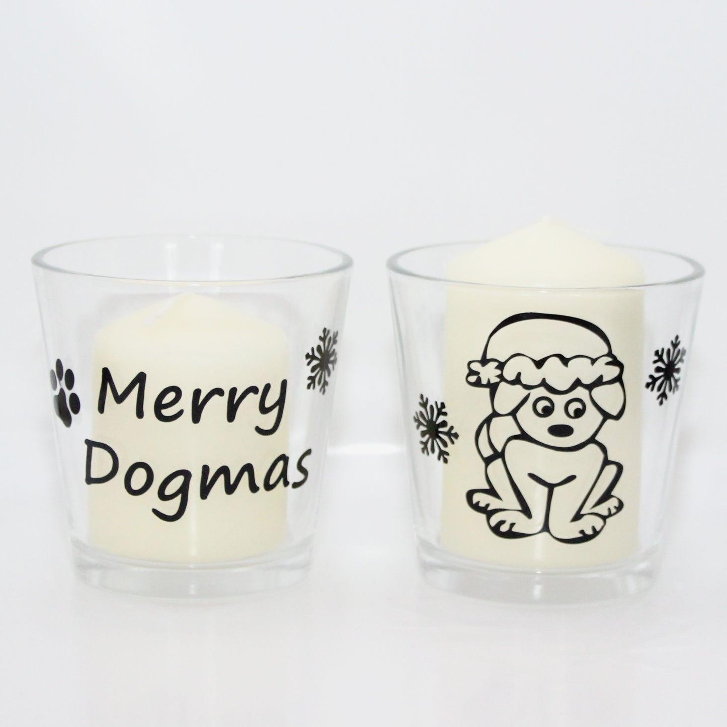 Set: Windlichter, Teelichtgläser - Weihnachtsmotive