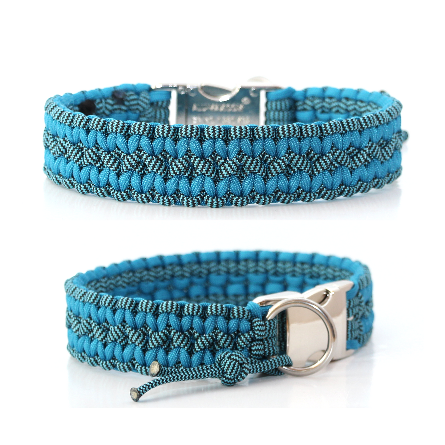 Paracord Halsband Zick Zack - Farben: Shockwaves Türkis, Caribbean Blue