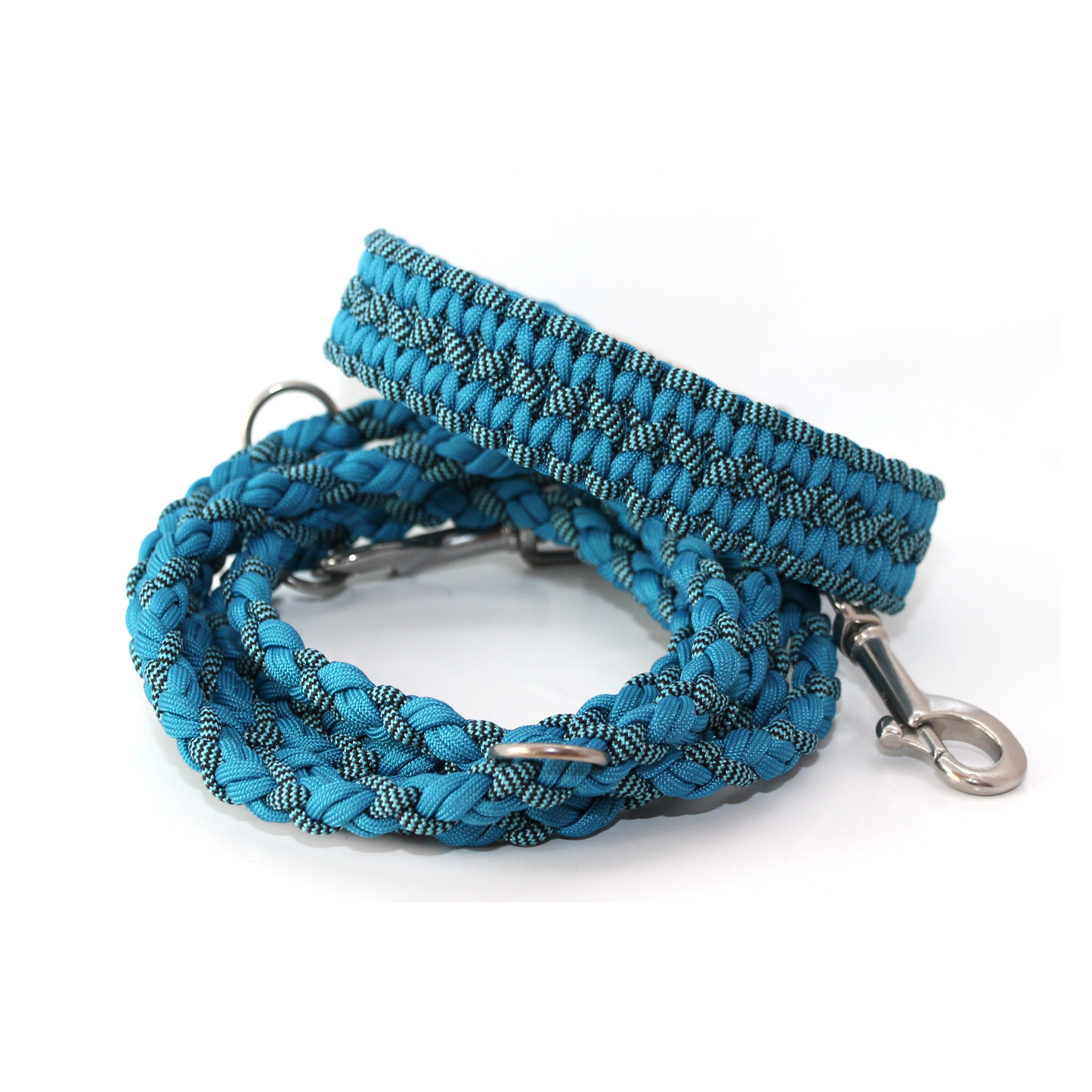 Paracord Halsband Zick Zack - Farben: Shockwaves Türkis, Caribbean Blue