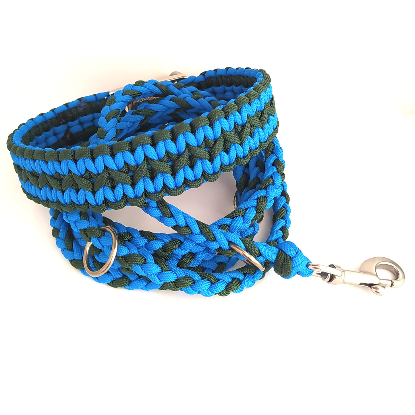 Paracord Halsband Zick Zack - Farben: Emerald Green, Colonial Blue