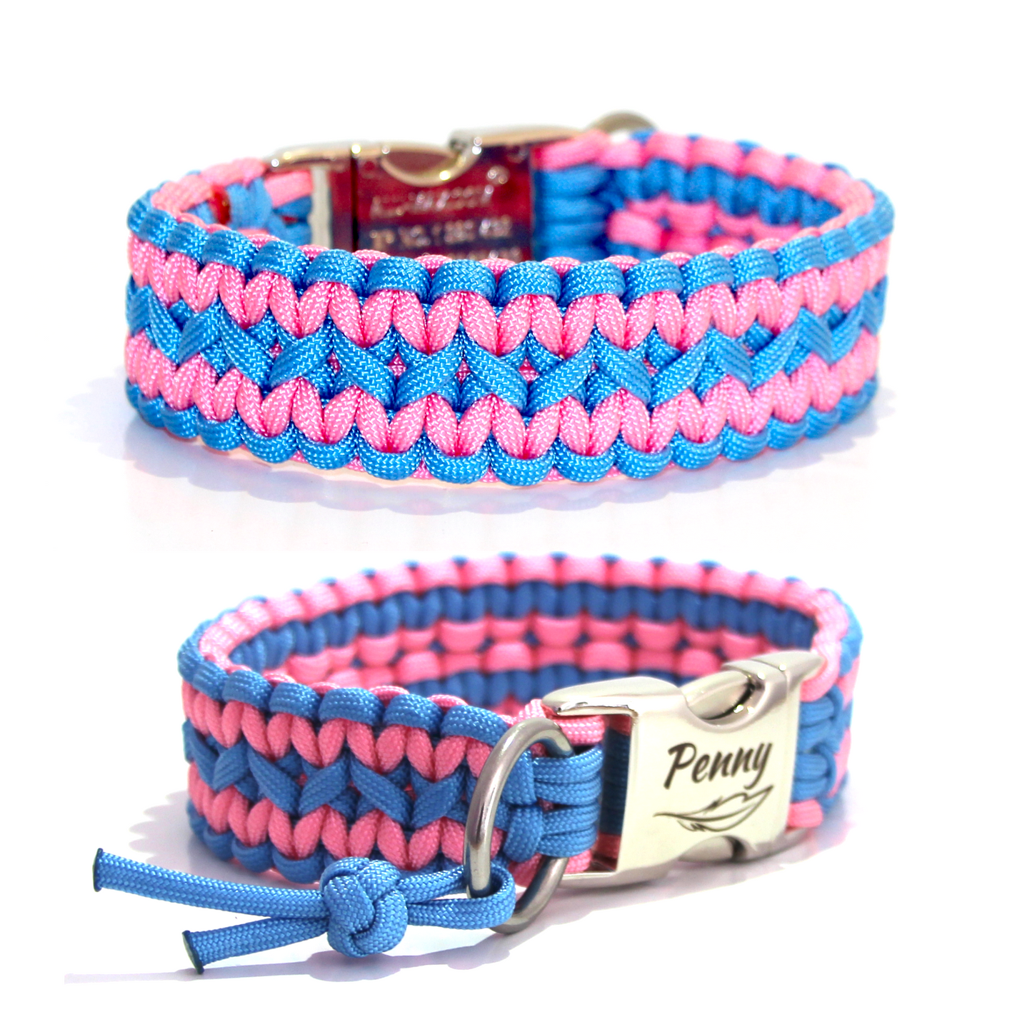 Paracord Halsband Zick Zack - Farben: Türkis, Rose Pink