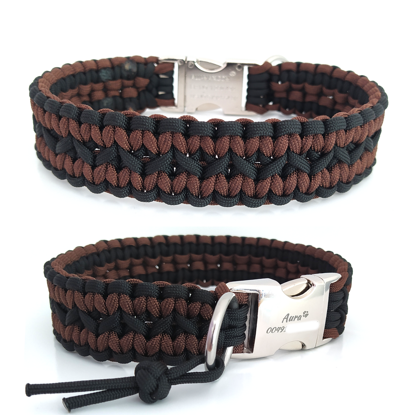 Paracord Halsband Zick Zack - Farben: Schwarz, Chocolate Brown