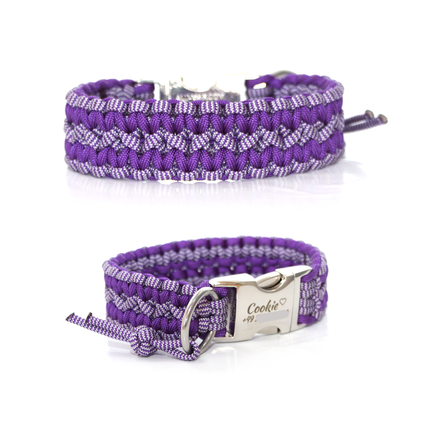 Paracord Halsband Zick Zack - Farben: Acid Purple, Shockwaves Acid Purple