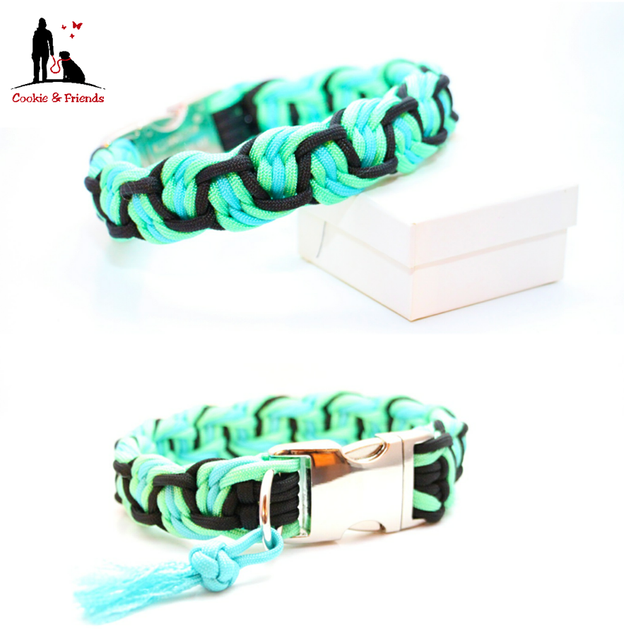 Paracord Halsband Dance - Farben: Mint, Türkis, Schwarz