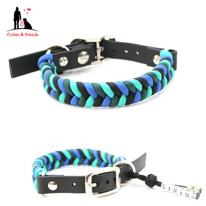 Paracord Halsband Konfetti - Farben: Emerald Green, Electric Blue, Schwarz, Dark Cyan