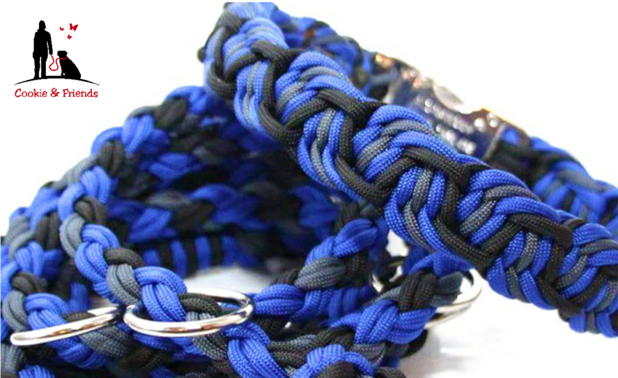 Paracord Halsband Dance - Farben: Electric Blue, Charcoal Grey, Schwarz