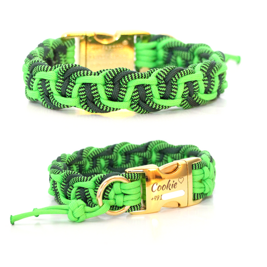 Paracord Halsband Dance - Farben: Neon Green, Emerald Green, Shockwaves Neon Green