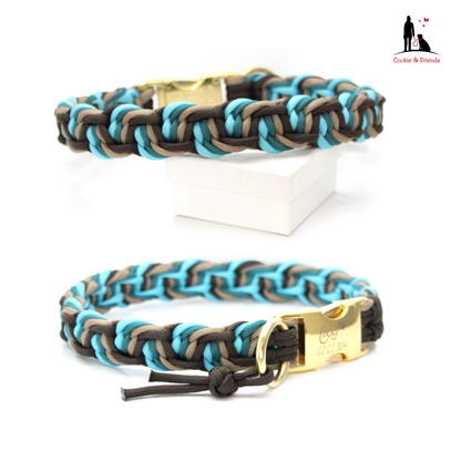 Paracord Halsband Dance - Farben: Acid Dark Brown, Gold Brown, Teal, Türkis