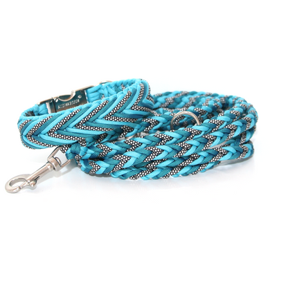 Paracord Halsband Arrow - Farben: Teal, Türkis, Silver Diamonds