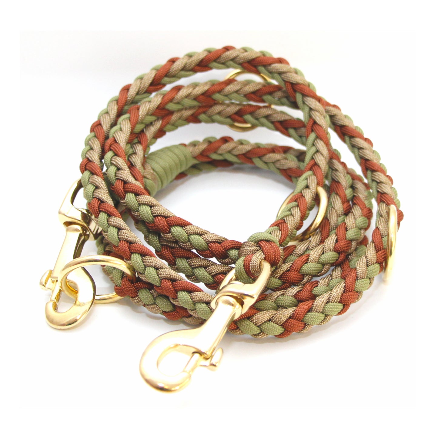 Paracord Leine - Arrow - Farben: Rust, Gold Brown, Moss