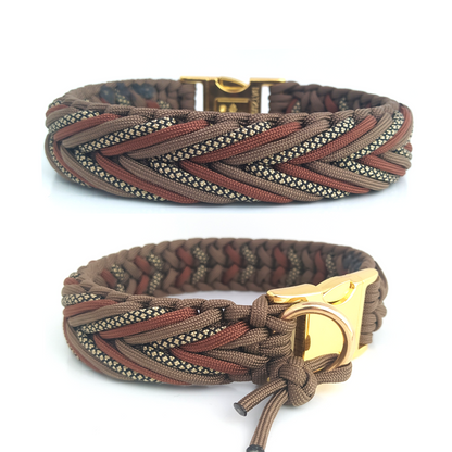 Paracord Halsband Arrow - Farben: Coyote Brown, Chocolate Brown, Gold Diamonds