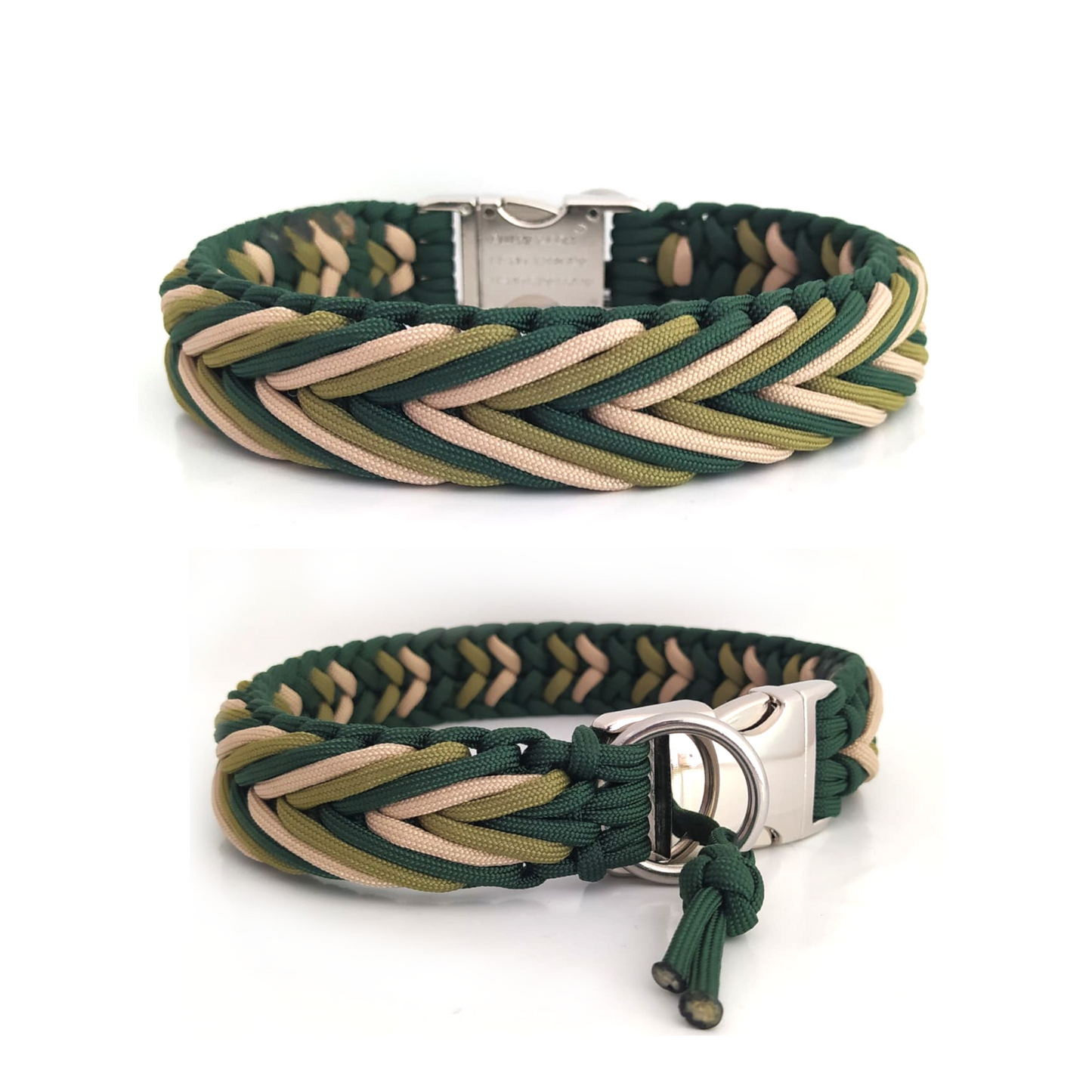 Paracord Halsband Arrow - Farben: Emerald Green, Sand, Moss