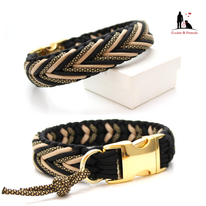 Paracord Halsband Arrow - Farben: Schwarz, Sand, Gold Diamonds