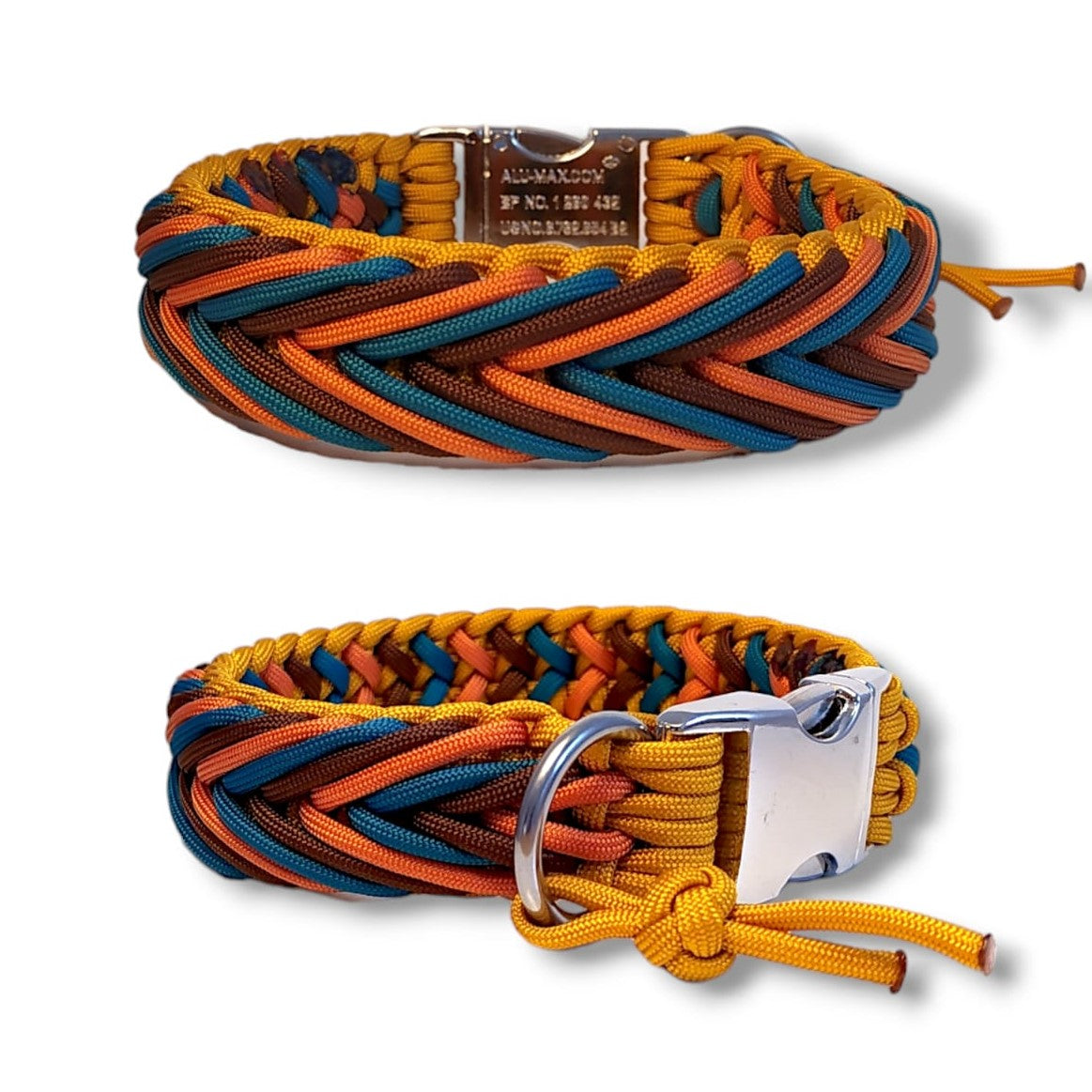 Paracord Halsband Arrow - Farben: Goldenrod, Fox Orange, Chocolate, Teal