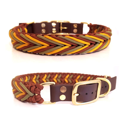 Paracord Halsband Arrow - Farben: Rust, Goldenrod, Moss