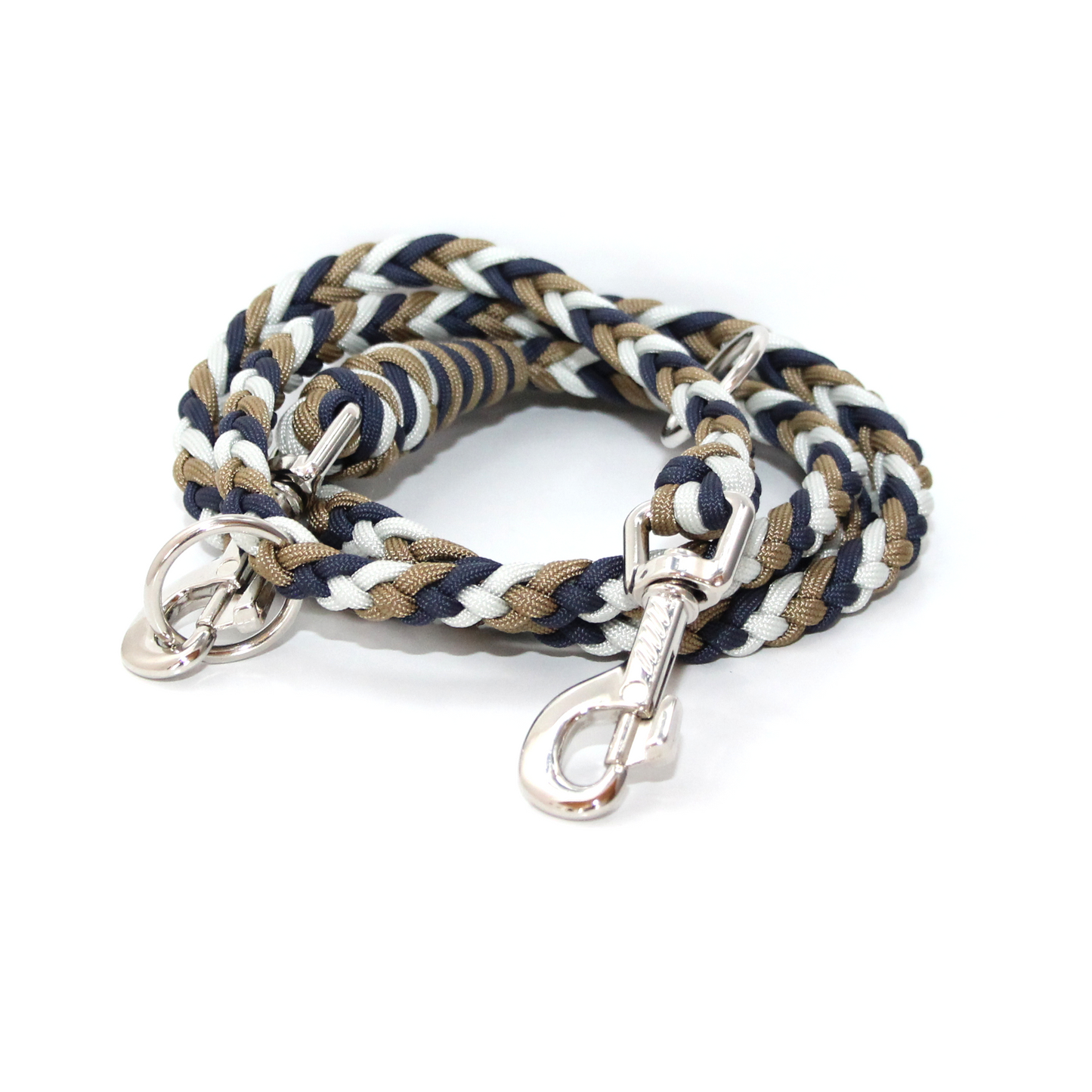 Paracord Leine - Arrow - Farben: Navy Blue, Gold Brown, Silvergrey