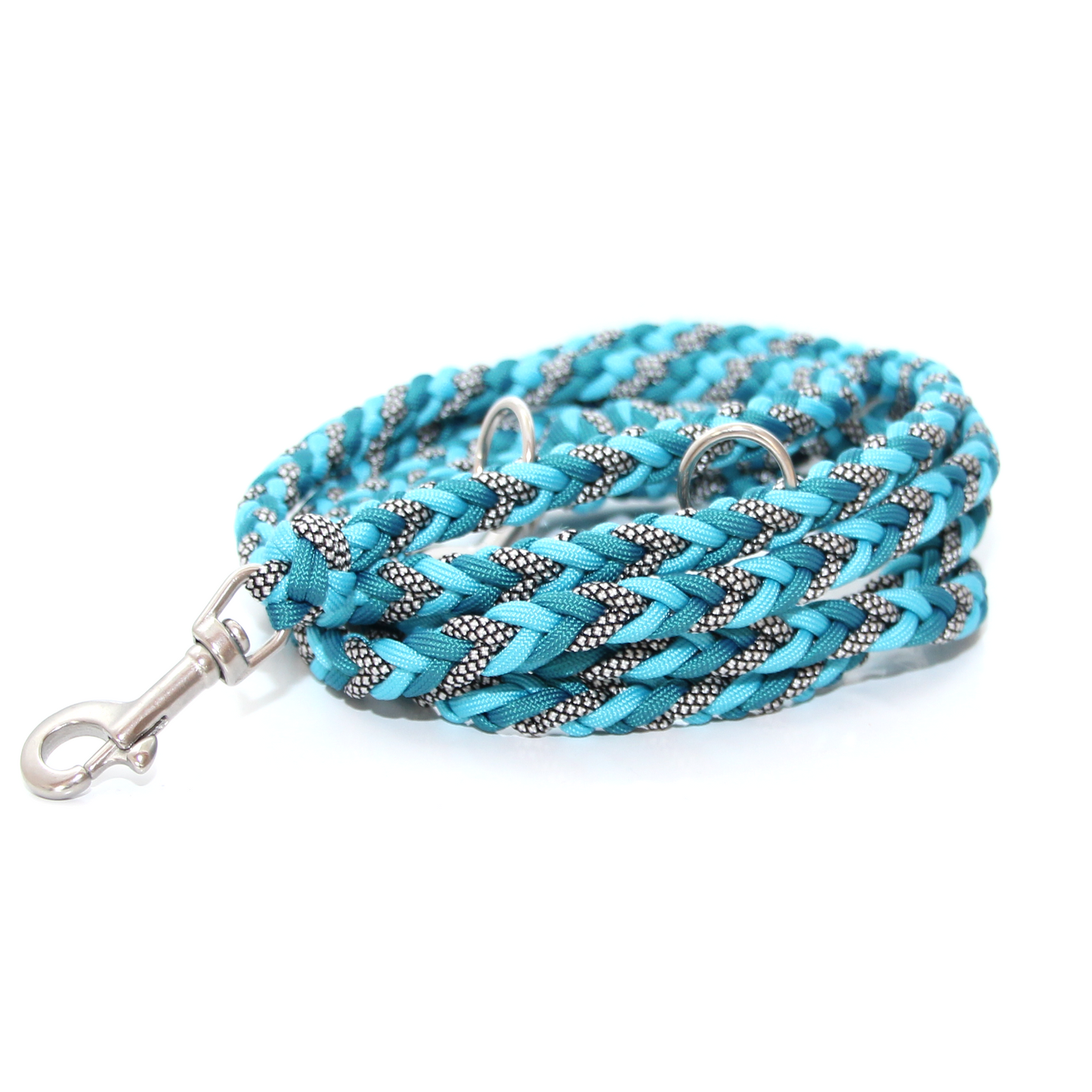 Paracord Leine - Arrow - Farben: Türkis, Teal, Silver Diamonds