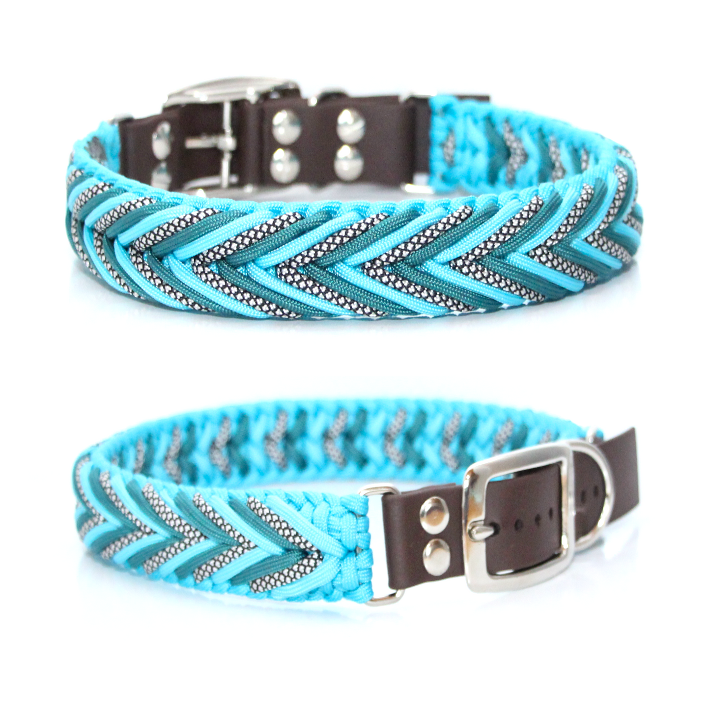 Paracord Halsband Arrow - Farben: Teal, Türkis, Silver Diamonds