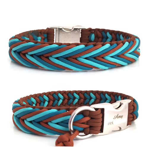 Paracord Halsband Arrow - Farben: Rust, Teal, Türkis