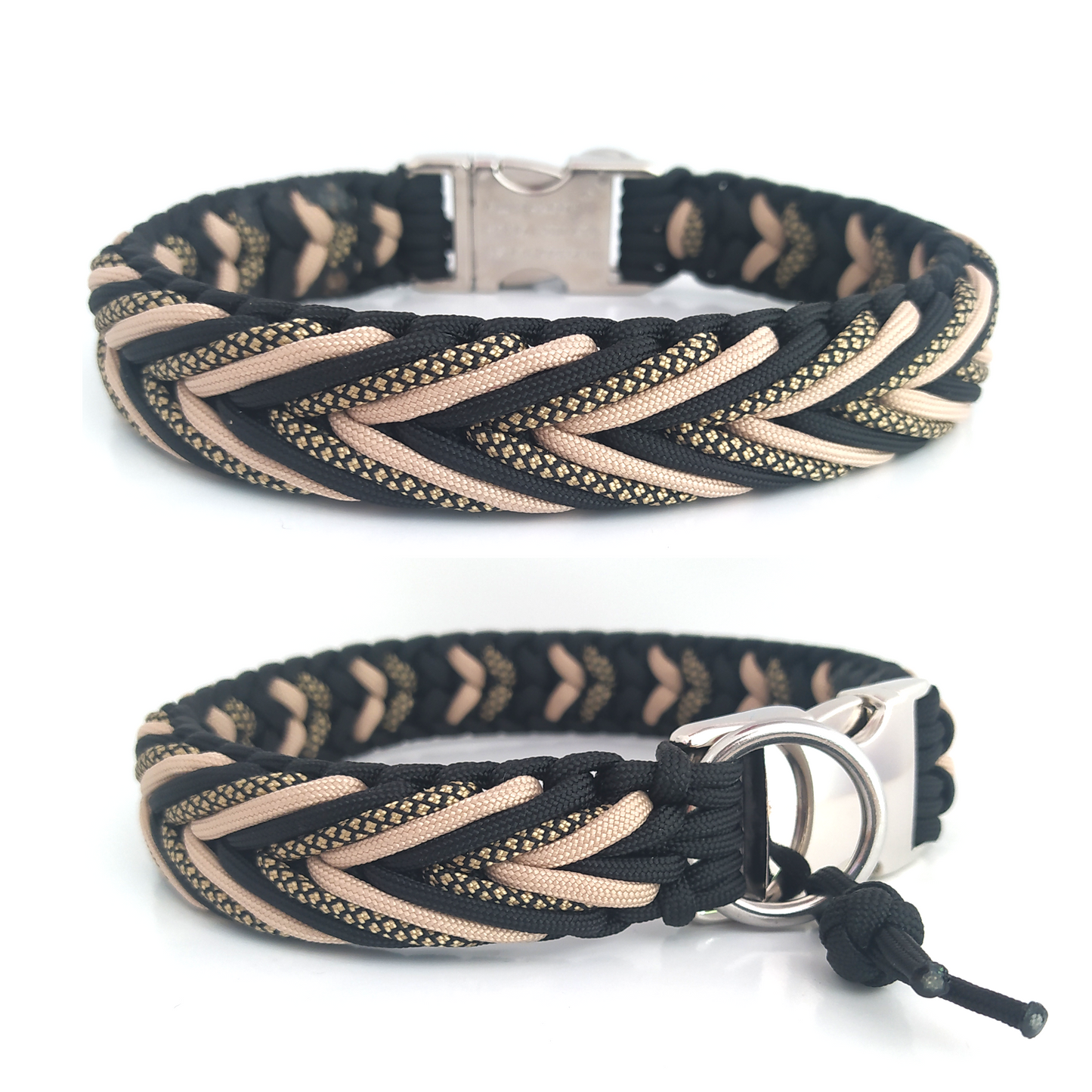 Paracord Halsband Arrow - Farben: Schwarz, Sand, Gold Diamonds