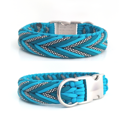 Paracord Halsband Arrow - Farben: Teal, Türkis, Silver Diamonds