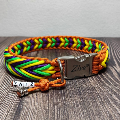 Paracord Halsband Arrow - Farben: Yellow, Fox Orange, Neon Green, Acid Purple