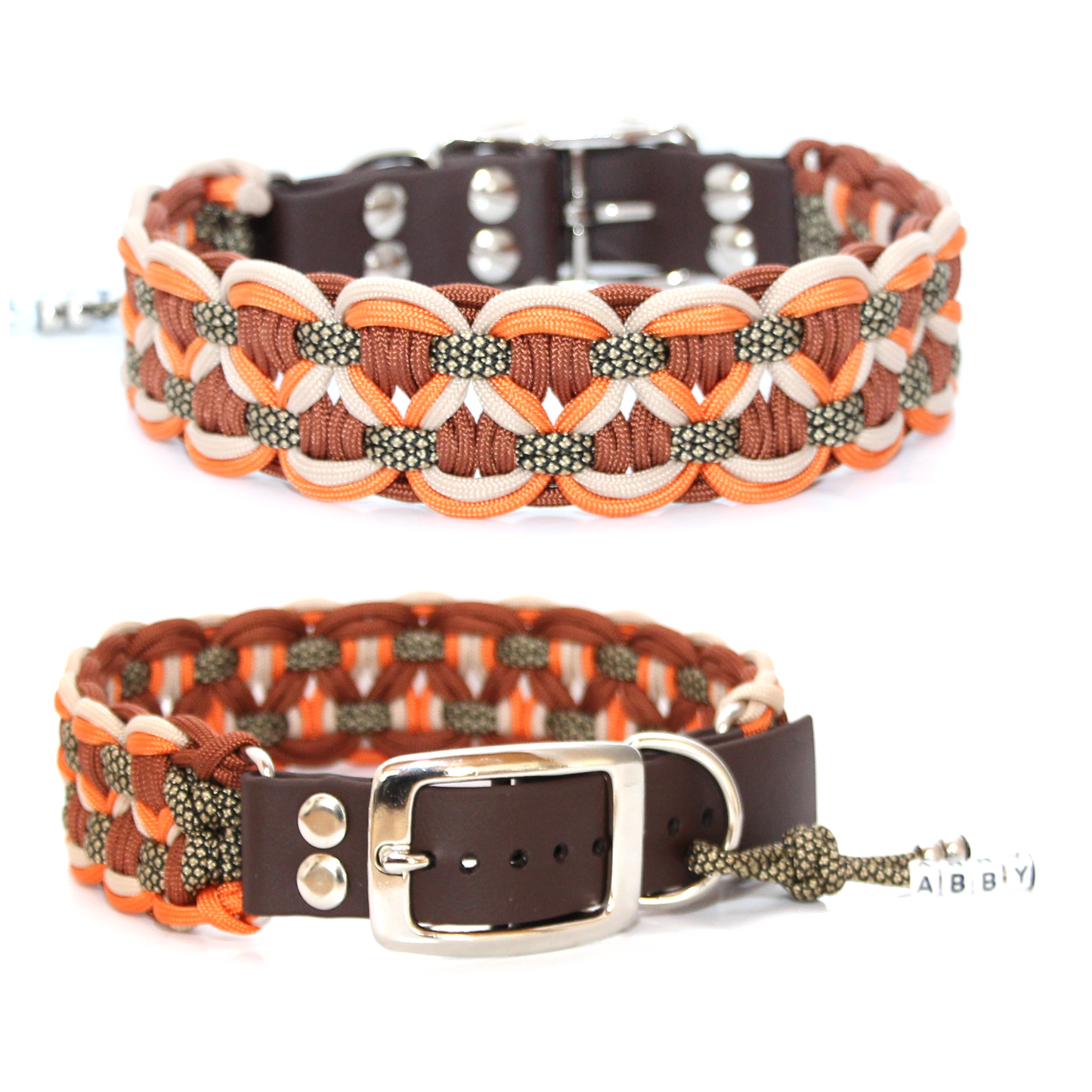 Paracord Halsband Big Wave - Farben: Rust, Fox Orange, Sand, Gold Diamonds