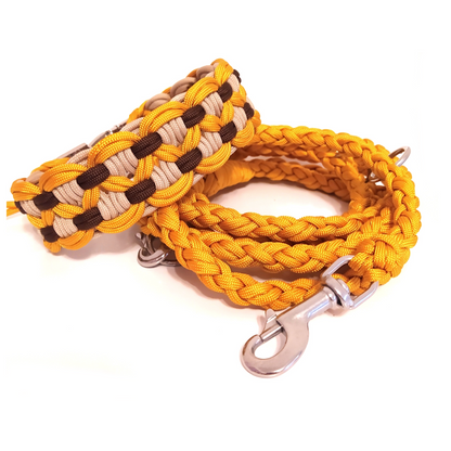 Paracord Halsband Big Wave - Farben: Goldenrod, Sand, Walnut