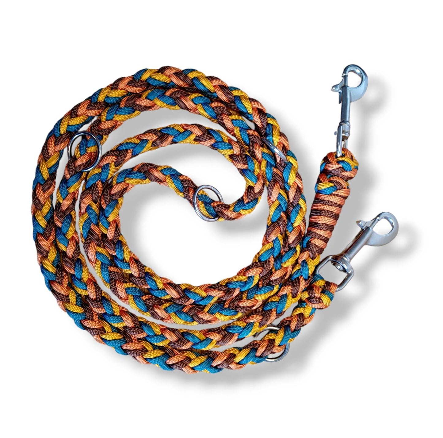 Paracord Leine - Colour Shake - Farben: Goldenrod, Chocolate, Teal, Fox Orange