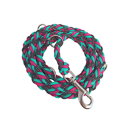 Paracord Leine - Crossover - Farben: Reflektierendes Cord, Bright Türkis, Fuchsia