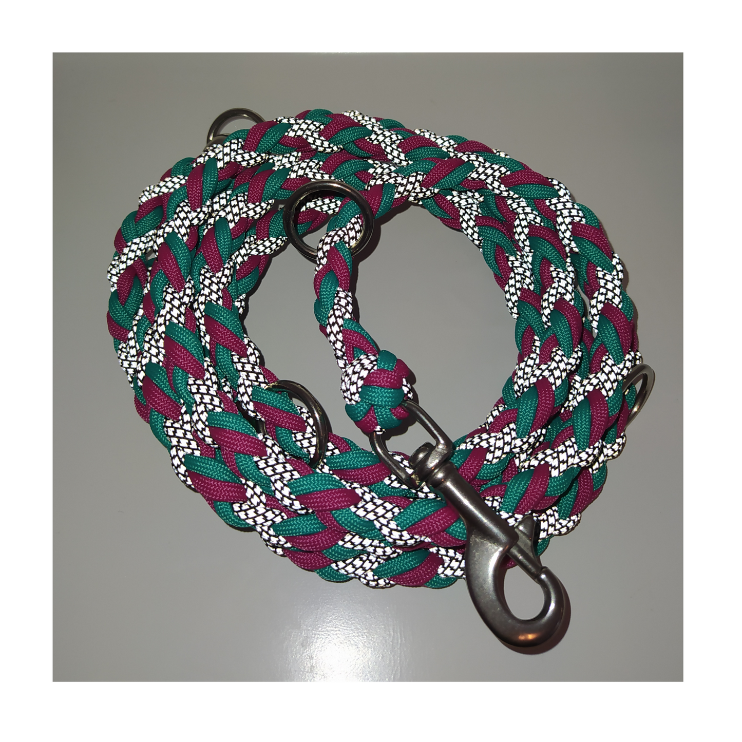 Paracord Leine - Crossover - Farben: Reflektierendes Cord, Bright Türkis, Fuchsia