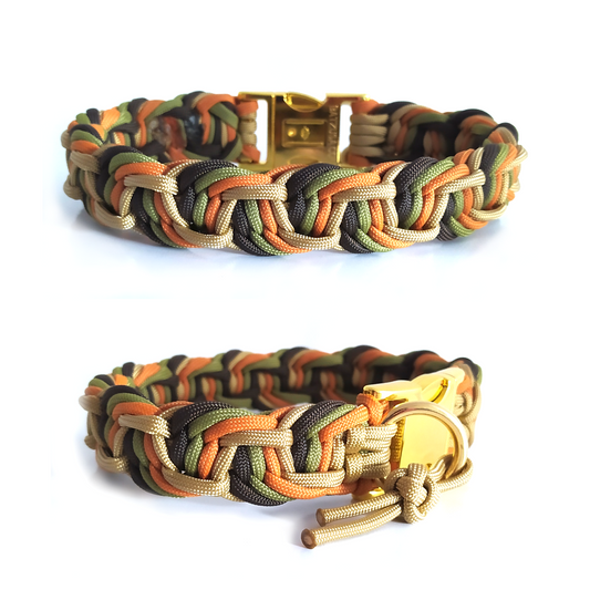 Paracord Halsband Dance - Farben: Gold, Moss, Mustard, Acid Dark Brown