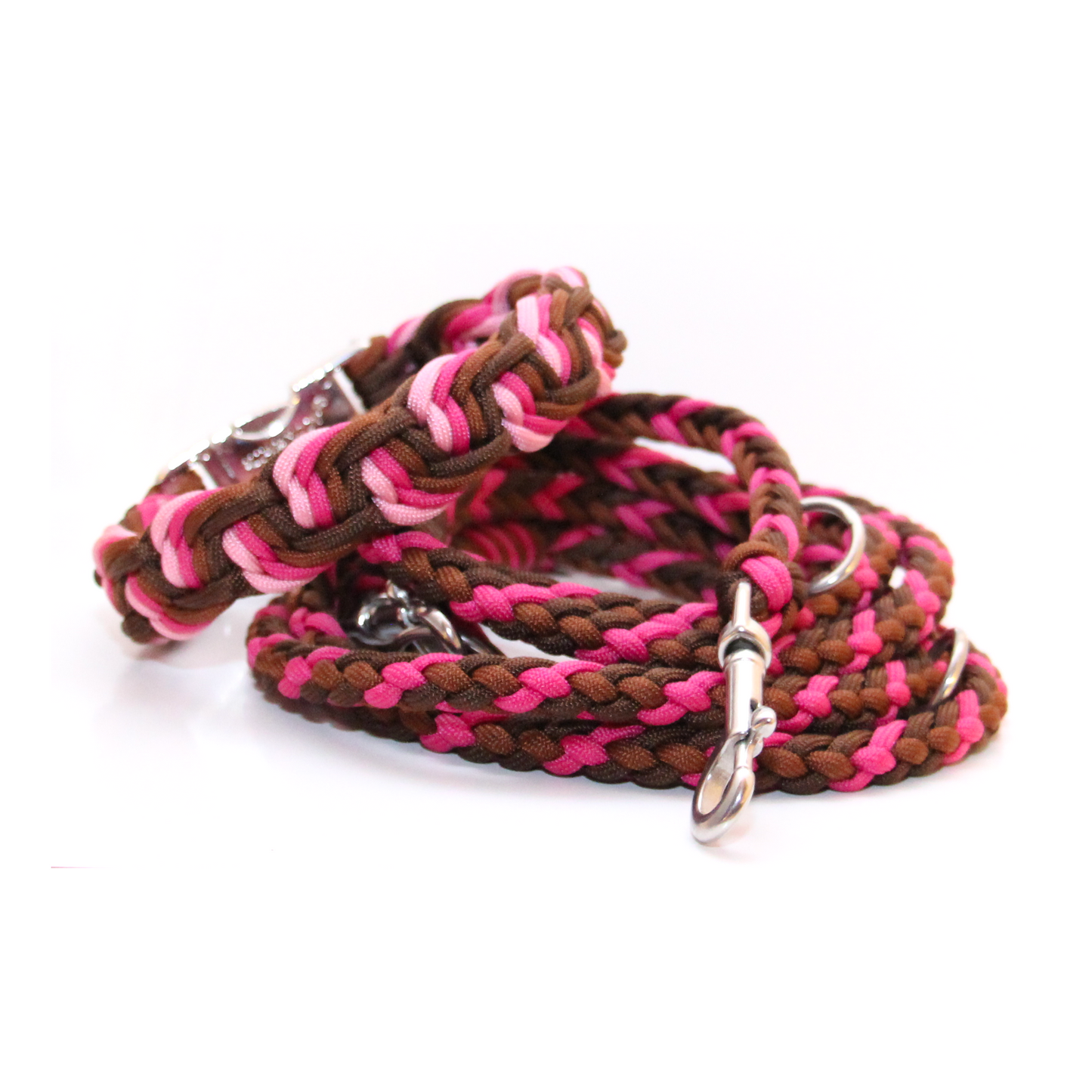 Paracord Halsband Dance - Farben: Walnut Brown, Chocolate Brown, Fuchsia, Lavender Pink