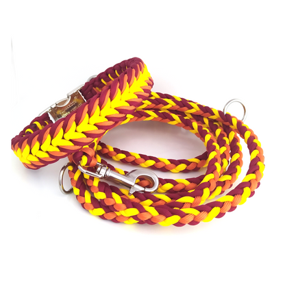 Paracord Halsband Dream - Farben: Canary Yellow, Burgundy, Fox Orange