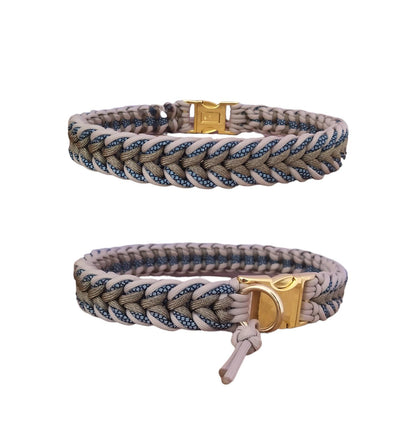 Paracord Halsband Dream - Farben: Reflektierendes Cord, Sand, Gold Brown