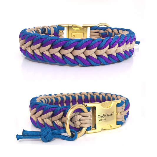 Paracord Halsband Dream - Farben: Caribbean Blue, Acid Purple, Sand