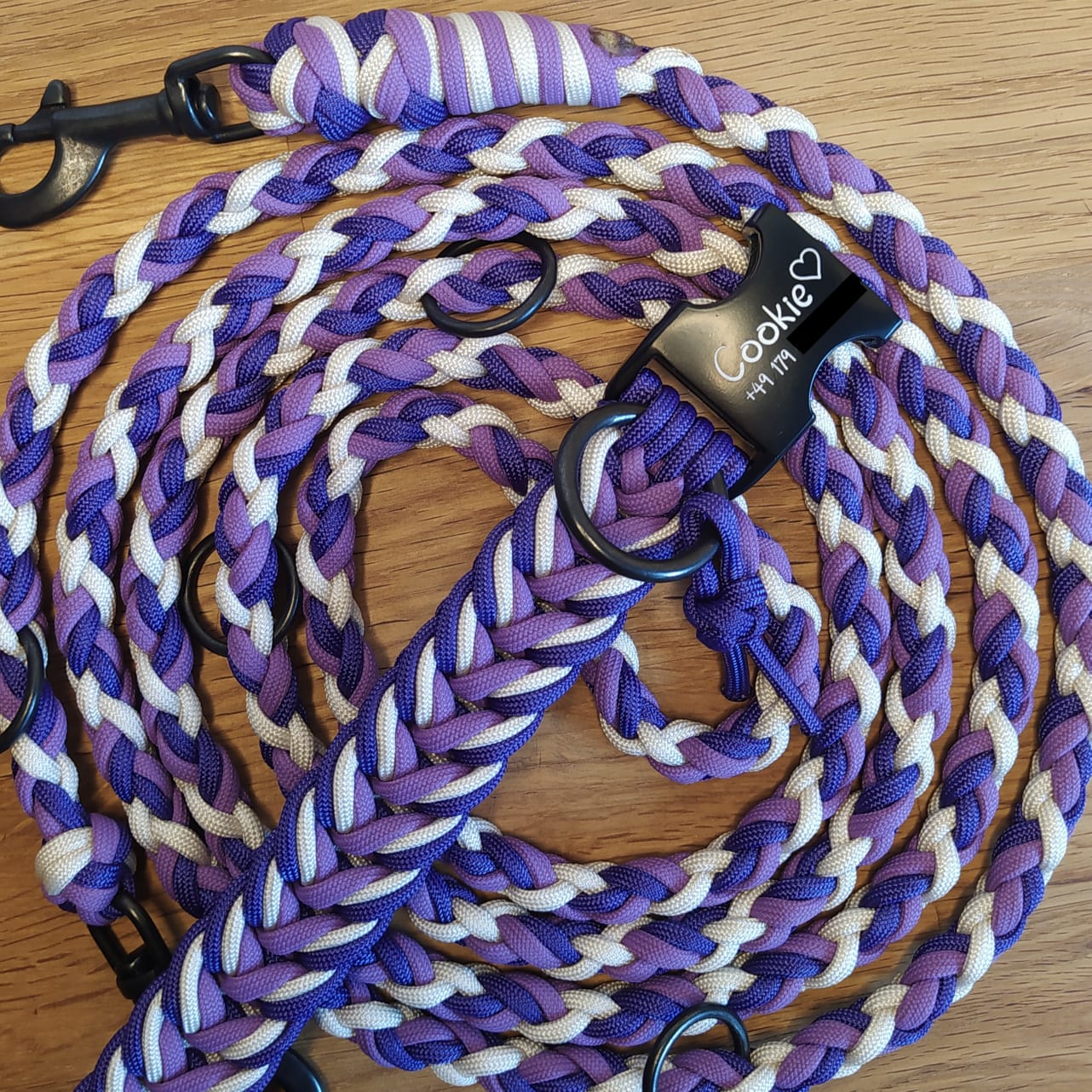 Paracord Leine - Crossover - Farben: Lilac, Acid Purple, Creme