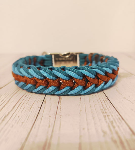 Paracord Halsband Dream - Farben: Rust, Teal, Türkis
