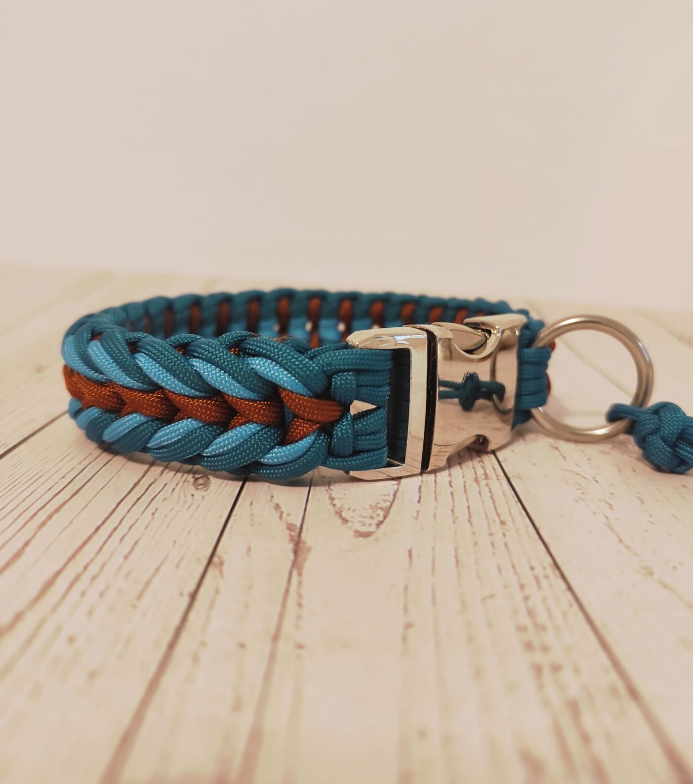 Paracord Halsband Dream - Farben: Rust, Teal, Türkis