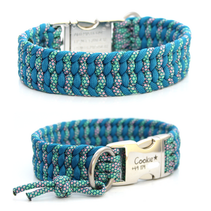 Paracord Halsband Farbrausch - Farben: Caribbean Blue, Victorian Rose