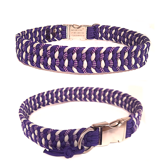 Paracord Halsband Farbrausch - Farben: Purple, Silvergrey, Shockwaves Purple