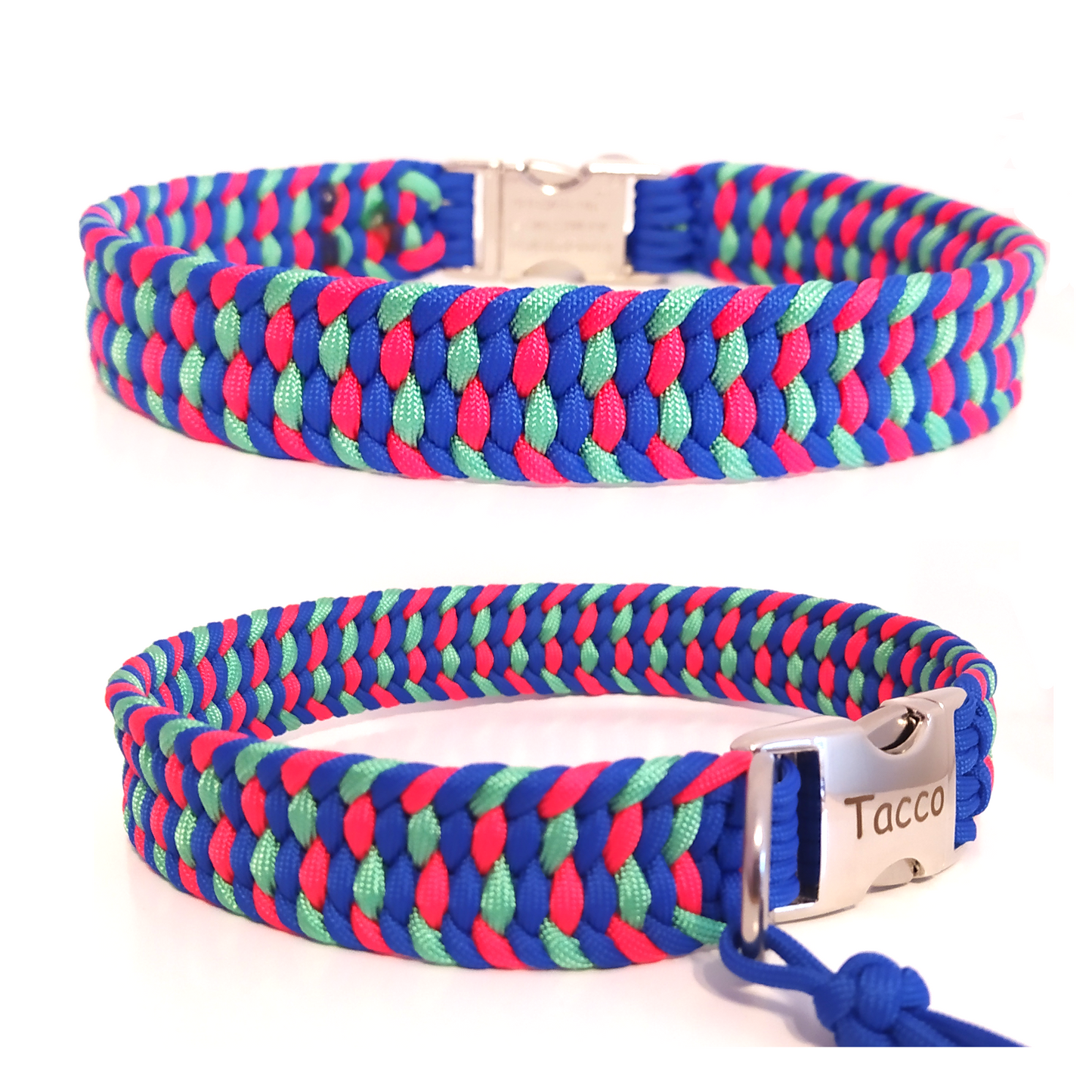 Paracord Halsband Farbrausch - Farben: Royal Blue, Mint, Neon Pink